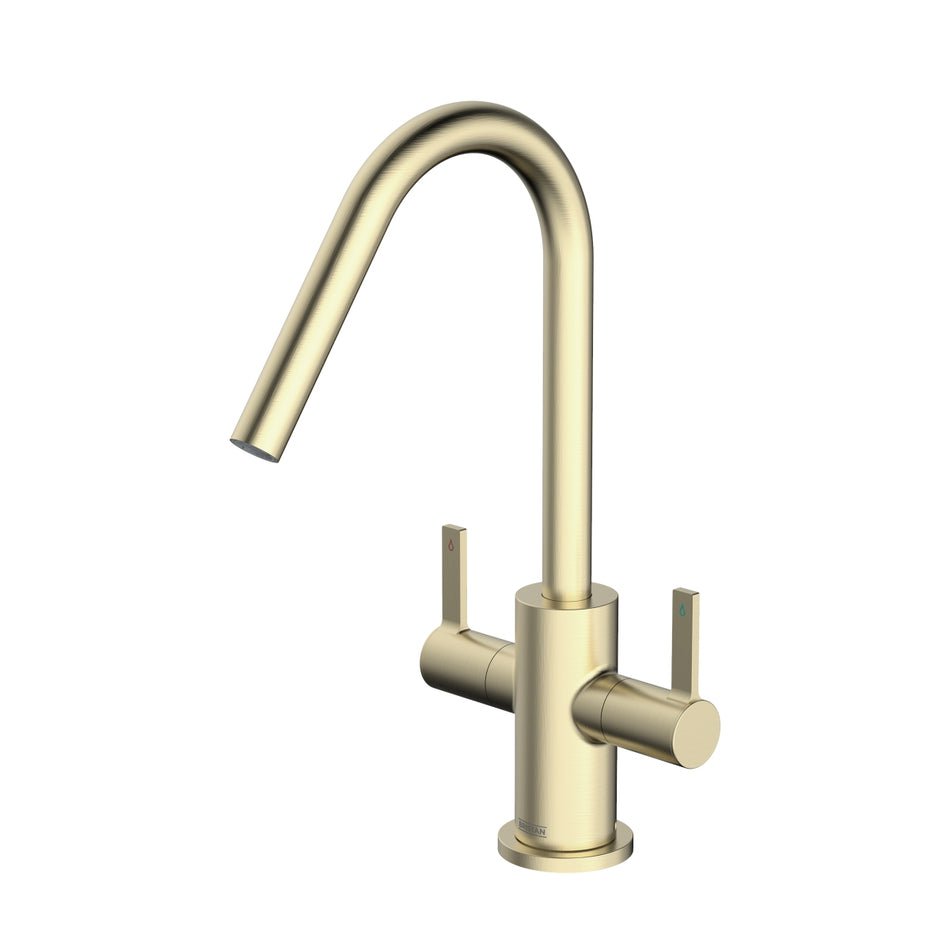 Bristan Cashew Deck Mounted Easyfit Monobloc Kitchen Mixer Tap - Brushed Brass