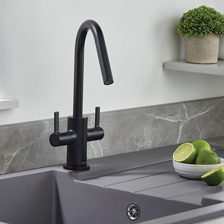 Bristan Cashew Deck Mounted Easyfit Monobloc Kitchen Mixer Tap - Matt Black