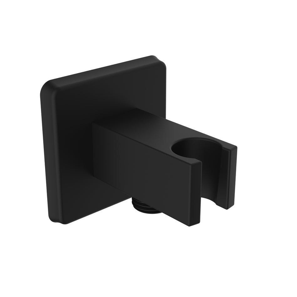 Bristan Wall Mounted Square Shower Wall Outlet Elbow With Handset Holder - Matt Black