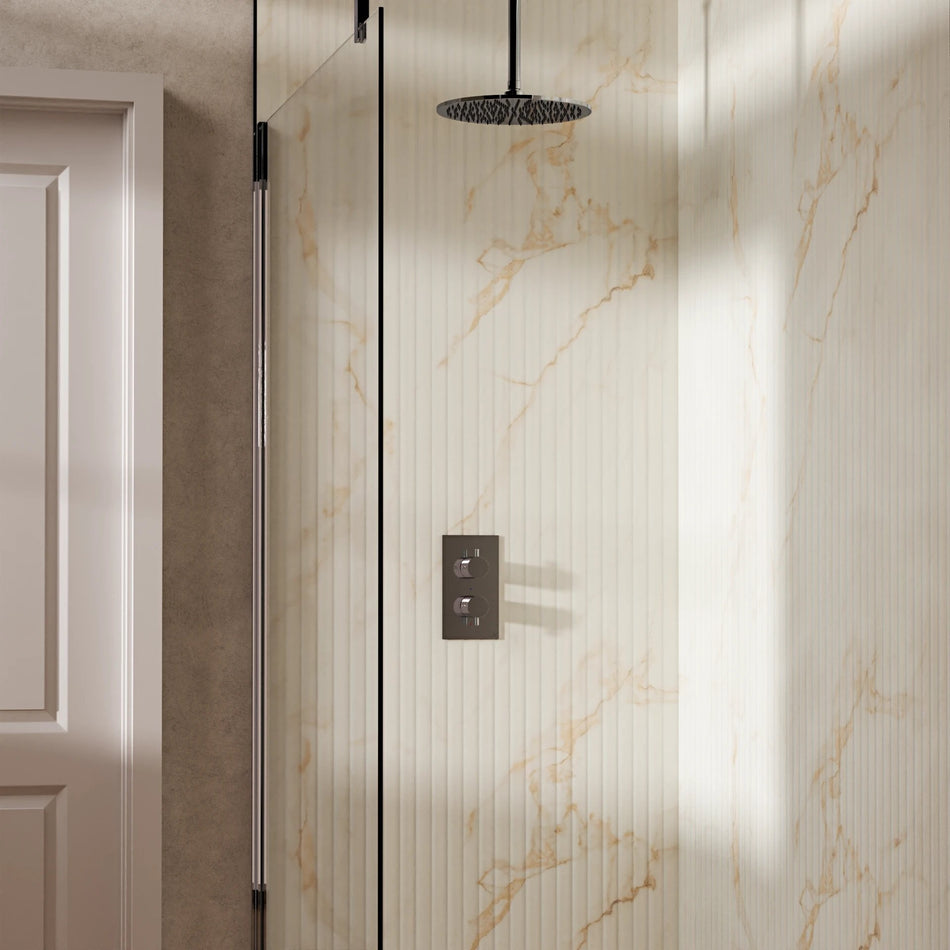 Crosswater Design 1 Outlet Thermostatic Concealed Shower Set 1 With 300mm Head and Ceiling Mounted Arm - Chrome
