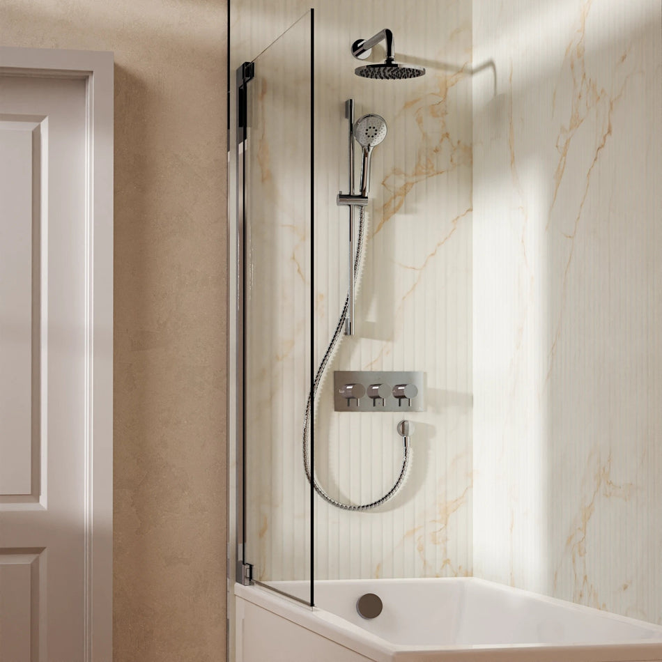 Crosswater Design 3 Outlet Thermostatic Concealed Shower Set 9 With 200mm Head and Wall Mounted Arm - Chrome
