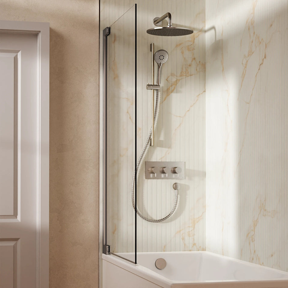 Crosswater Design 3 Outlet Thermostatic Concealed Shower Set 9 With 300mm Head and Wall Mounted Arm - Brushed Nickel