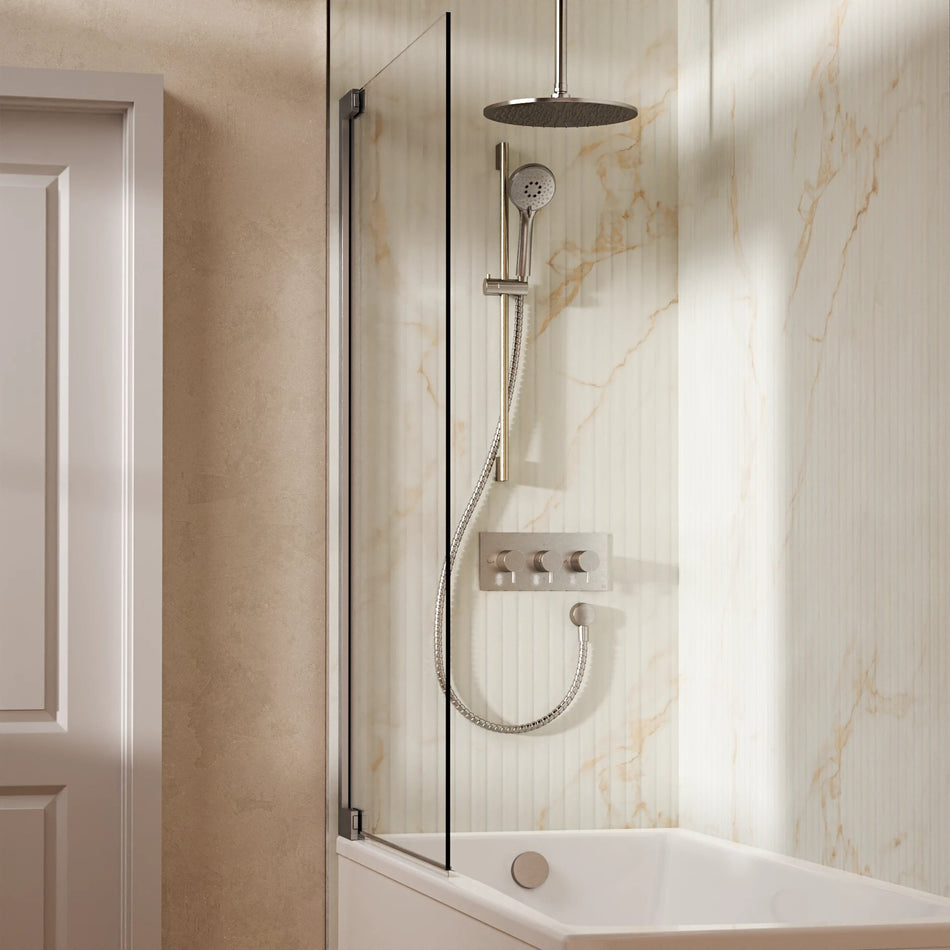 Crosswater Design 3 Outlet Thermostatic Concealed Shower Set 9 With 300mm Head and Ceiling Mounted Arm - Brushed Nickel