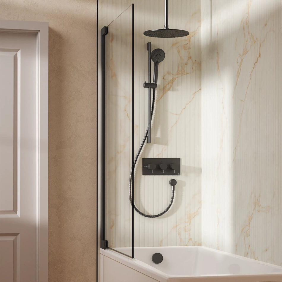 Crosswater Design 3 Outlet Thermostatic Concealed Shower Set 9 With 300mm Head and Ceiling Mounted Arm - Slate