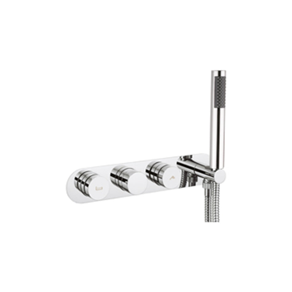 Crosswater Dial Central 2 Outlet Thermostatic Bath Concealed Shower Valve With Handset - Chrome