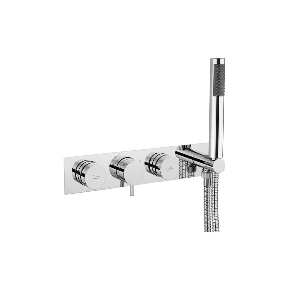 Crosswater Dial Kai 2 Outlet Thermostatic Bath Concealed Shower Valve With Handset - Chrome