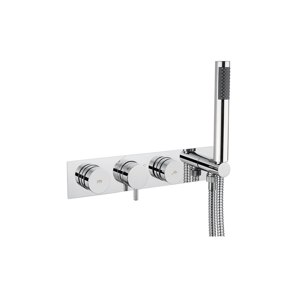 Crosswater Dial Kai 2 Outlet Thermostatic Concealed Shower Valve With Handset - Chrome