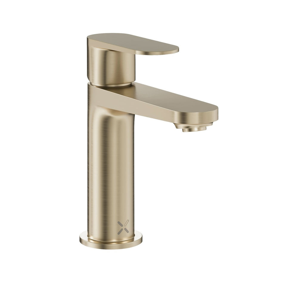 Crosswater Drift Deck Mounted Basin Monobloc Tap With Click Clack Waste - Brushed Brass
