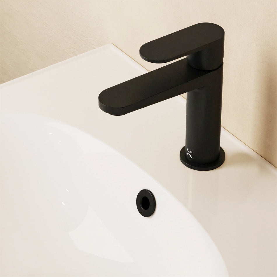 Crosswater Drift Deck Mounted Basin Monobloc Tap With Click Clack Waste - Matt Black