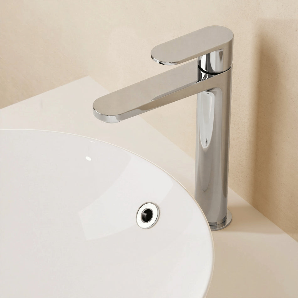 Crosswater Drift Deck Mounted Tall Basin Monobloc Tap With Click Clack Waste - Chrome