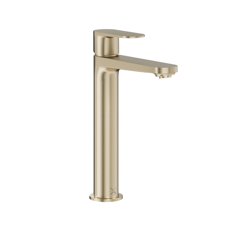 Crosswater Drift Deck Mounted Tall Basin Monobloc Tap With Click Clack Waste - Brushed Brass