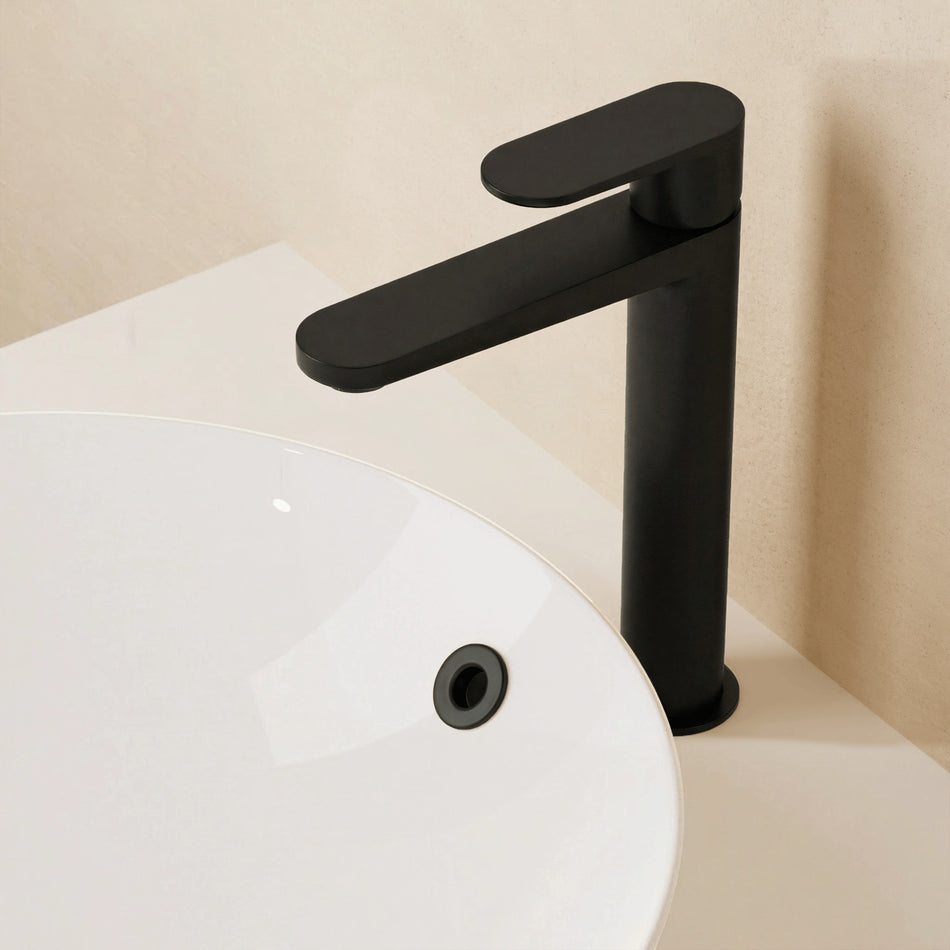 Crosswater Drift Deck Mounted Tall Basin Monobloc Tap With Click Clack Waste - Matt Black