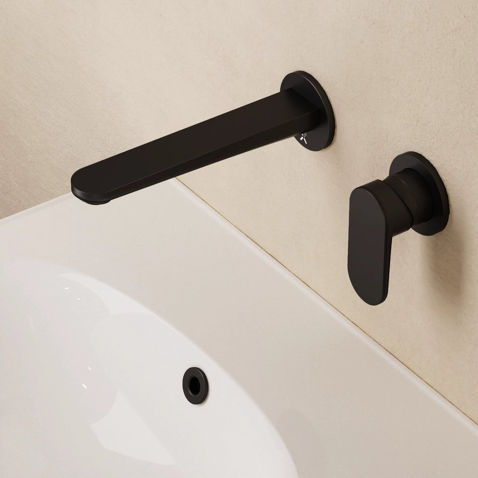 Crosswater Drift Wall Mounted Basin Mixer Tap - Matt Black