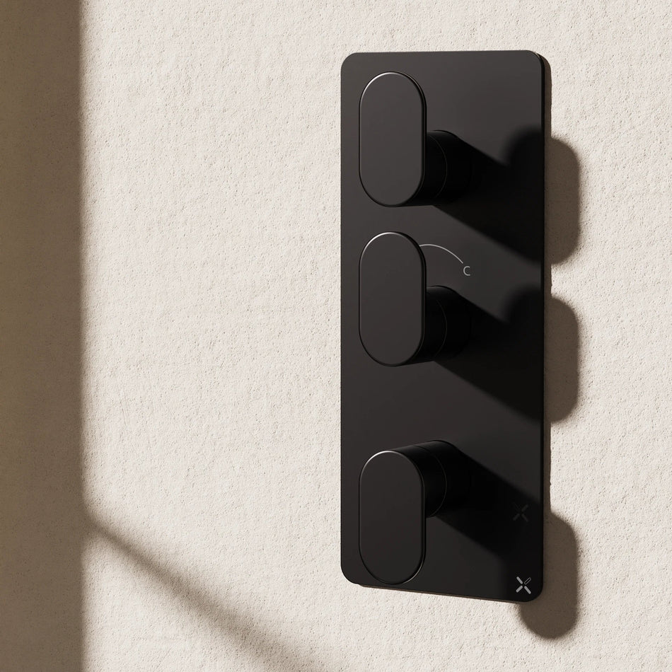 Crosswater Drift 2 Outlet Thermostatic Concealed 2 Handle Shower Valve - Portrait - Matt Black