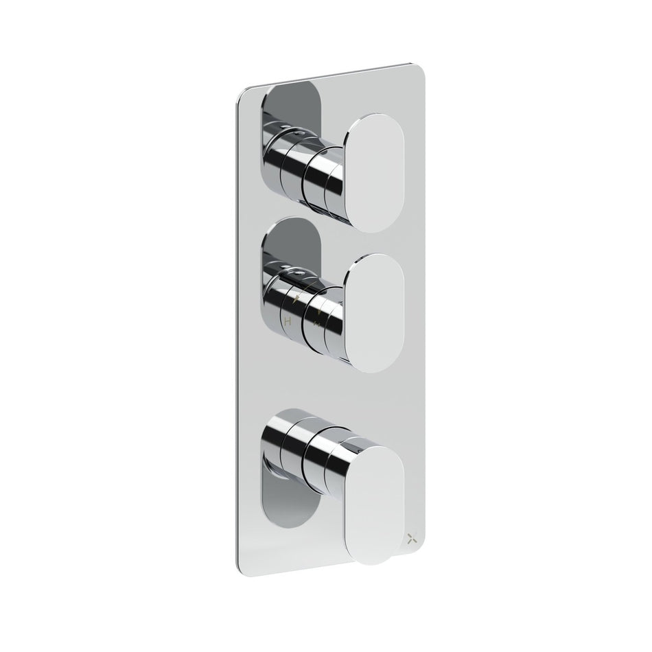 Crosswater Drift 2 Outlet Thermostatic Concealed 3 Handle Shower Valve - Portrait - Chrome