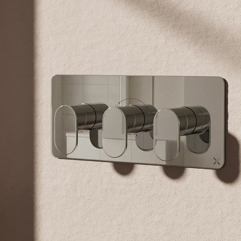 Crosswater Drift 2 Outlet Thermostatic Concealed 3 Handle Shower Valve - Landscape - Chrome