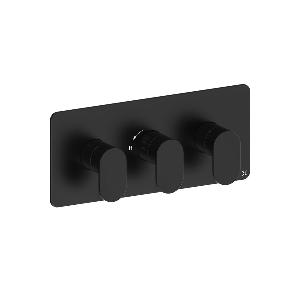 Crosswater Drift 2 Outlet Thermostatic Concealed 3 Handle Shower Valve - Landscape - Matt Black