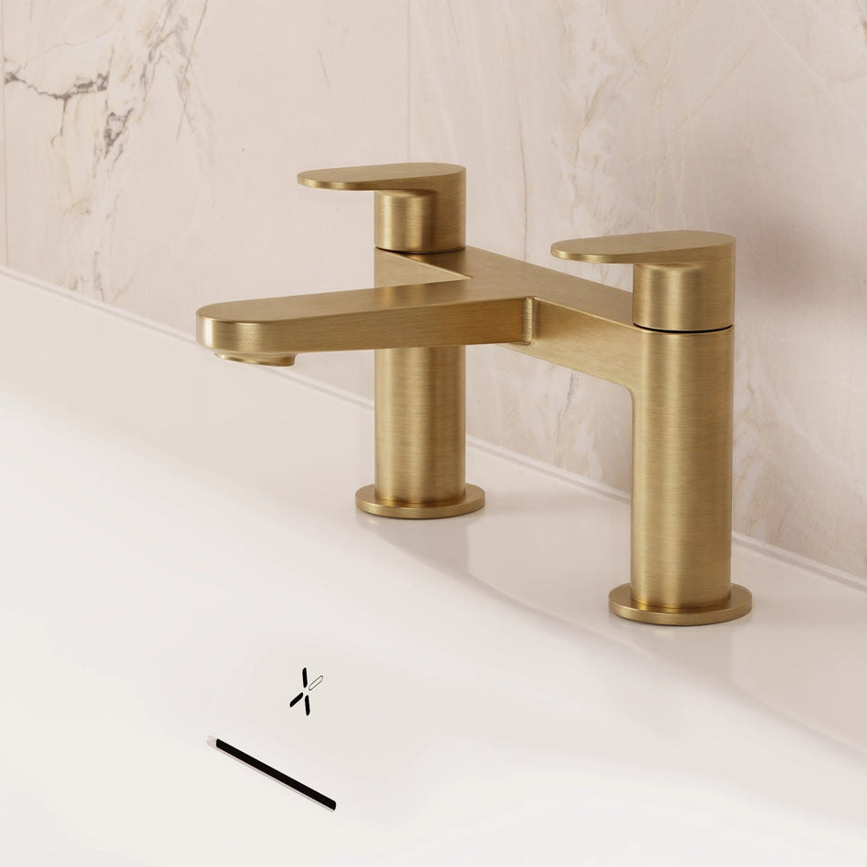 Crosswater Drift Deck Mounted Bath Filler - Brushed Brass