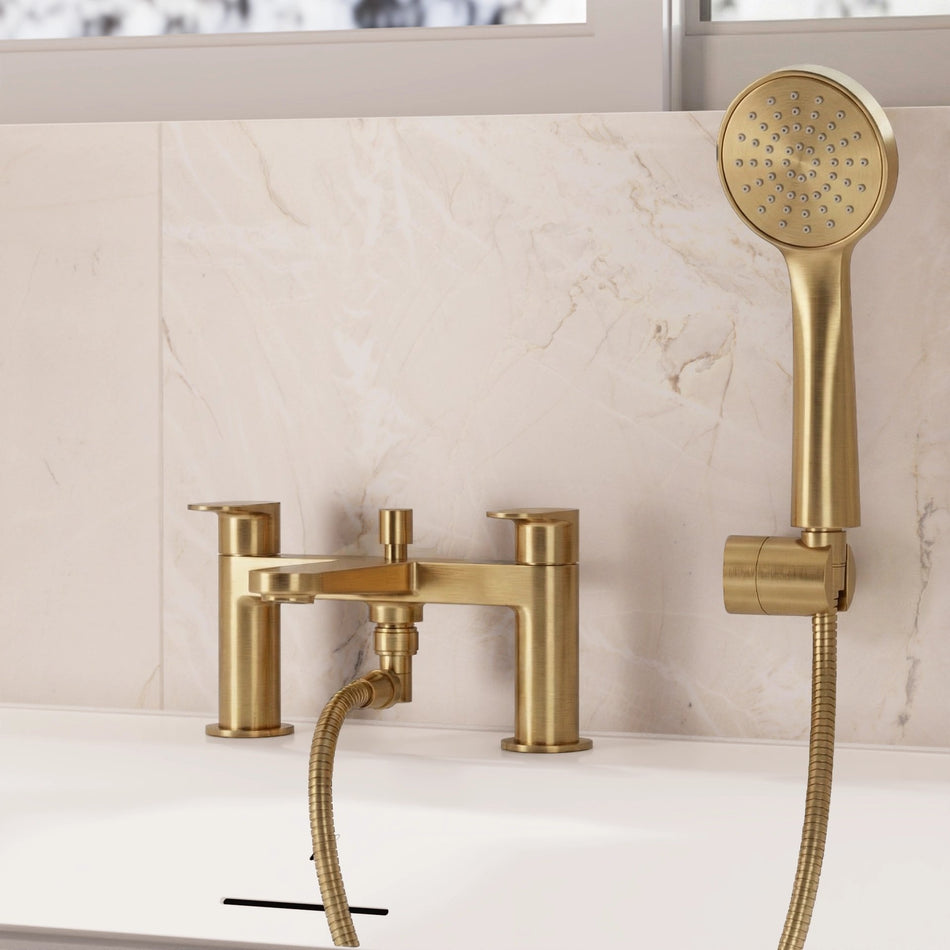 Crosswater Drift Deck Mounted Bath Shower Mixer - Brushed Brass