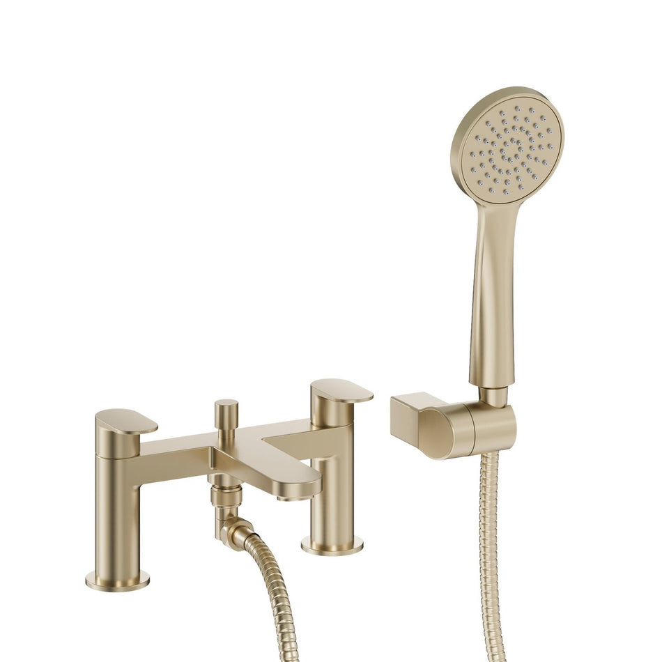 Crosswater Drift Deck Mounted Bath Shower Mixer - Brushed Brass