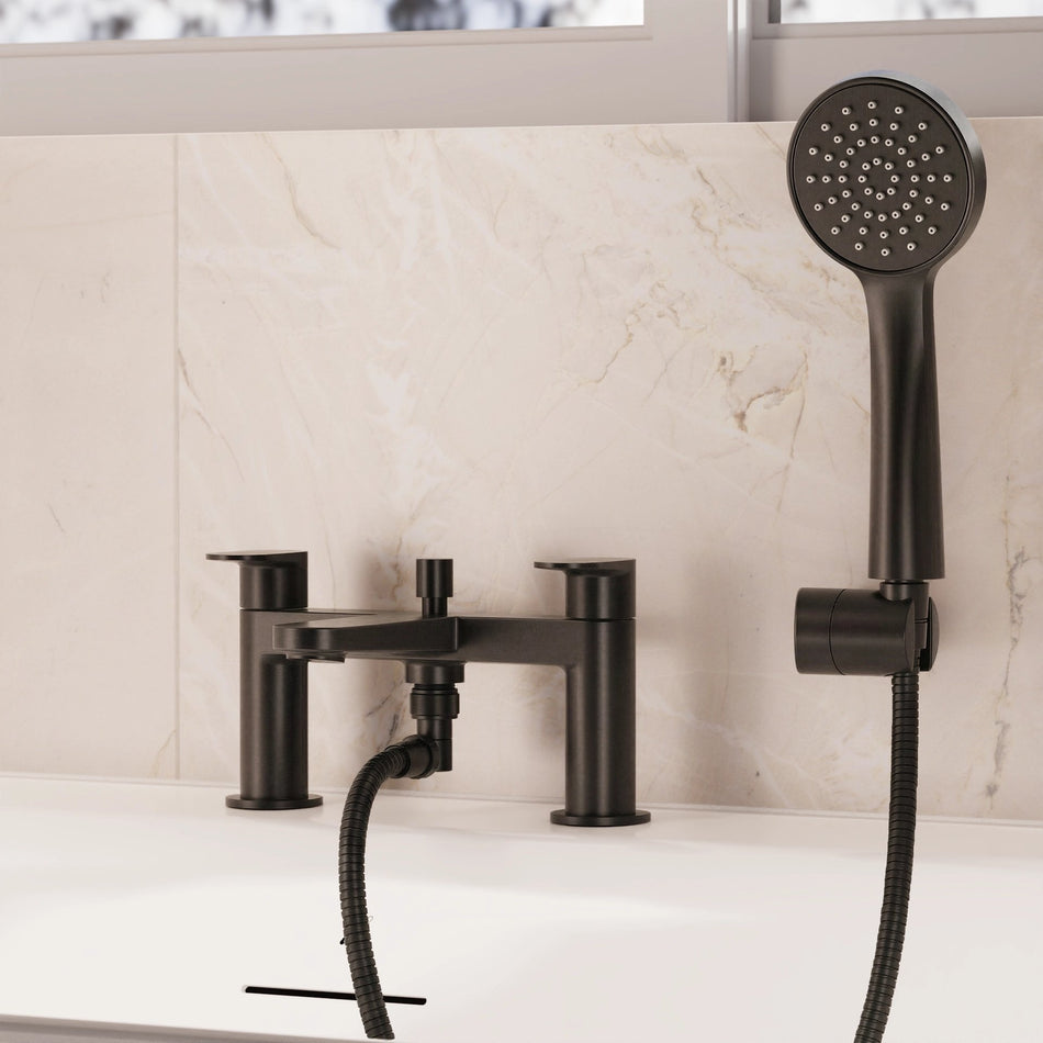 Crosswater Drift Deck Mounted Bath Shower Mixer - Matt Black