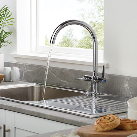 Bristan Design Utility Lever Deck Mounted Easyfit Mono Kitchen Mixer Tap - Chrome
