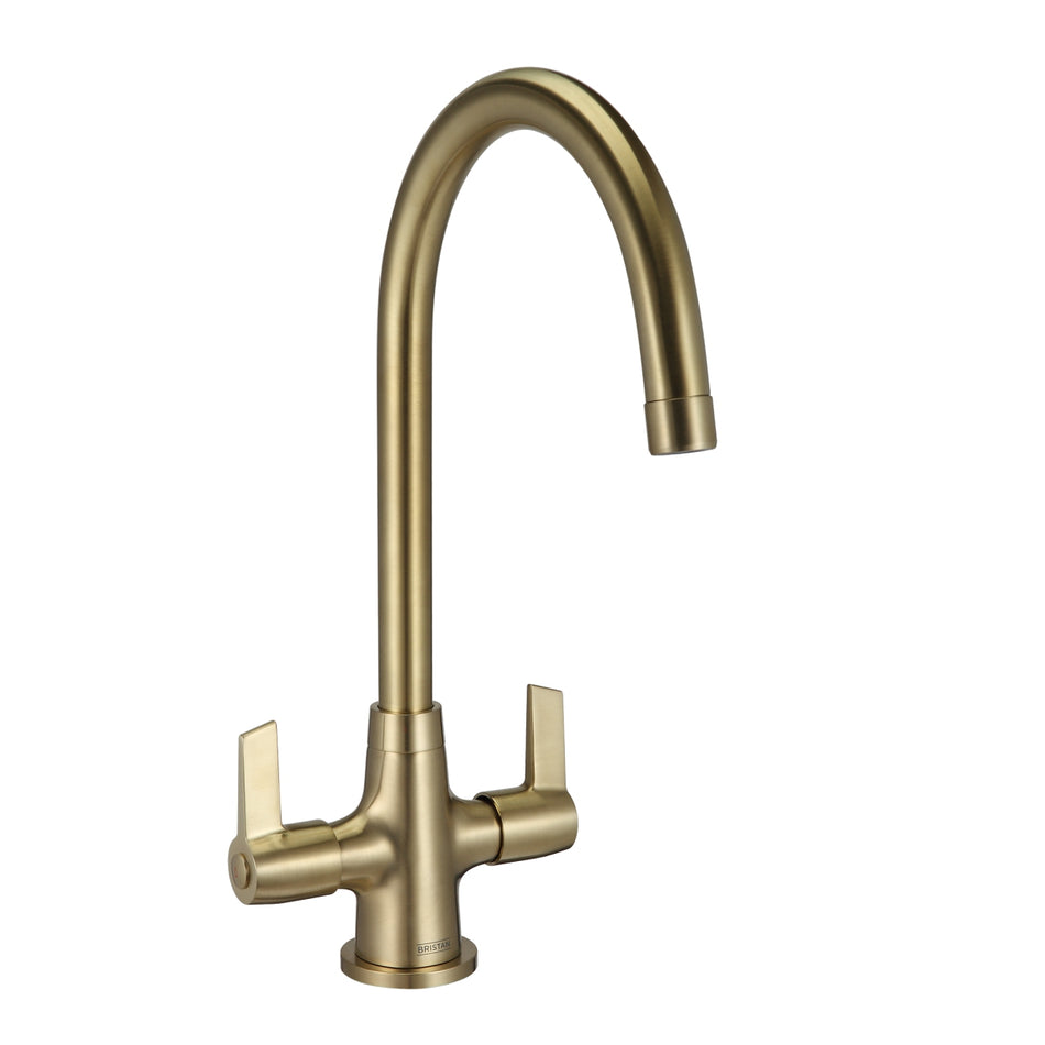 Bristan Echo Deck Mounted Easyfit Mono Kitchen Mixer Tap - Brushed Brass