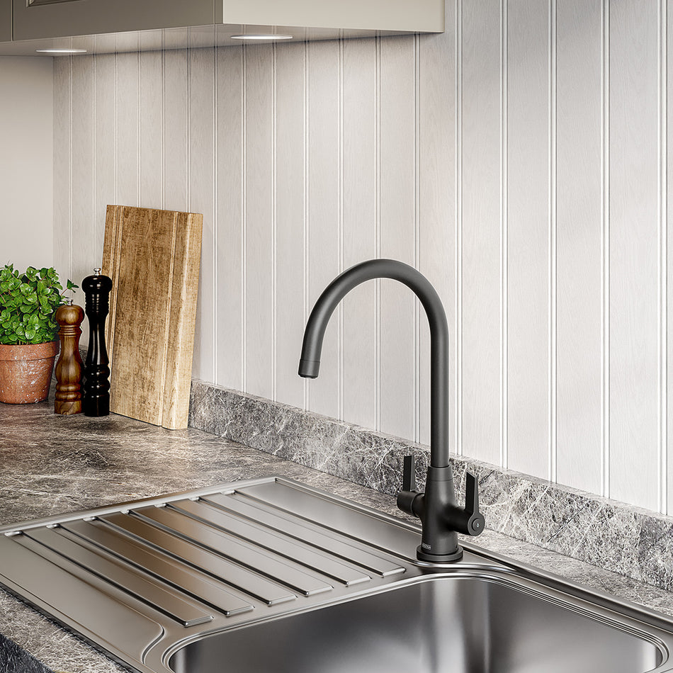 Bristan Echo Deck Mounted Easyfit Mono Kitchen Mixer Tap - Matt Black