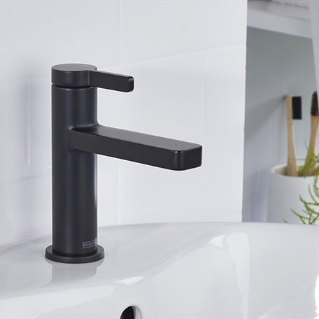 Bristan Elevar Deck Mounted Basin Mixer Tap With Clicker Waste - Black