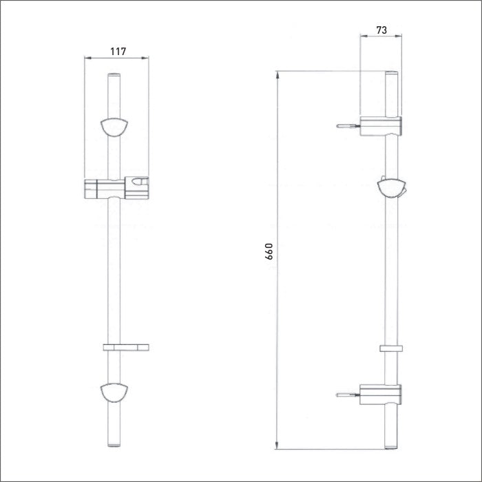 Bristan Evo Adjustable Shower Riser Rail With Fixing Brackets - Chrome