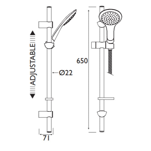 Bristan Evo Shower Kit With Large Single Function Handset - Chrome