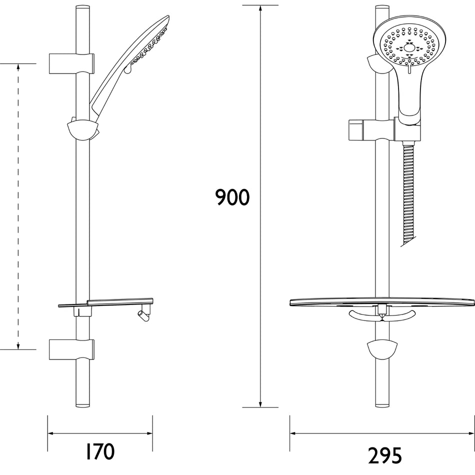 Bristan Multi-Function Extended Slide Bar Shower Kit - Chrome
