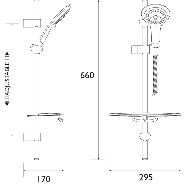 Bristan Economy Single Function Slide Bar Shower Kit - Chrome