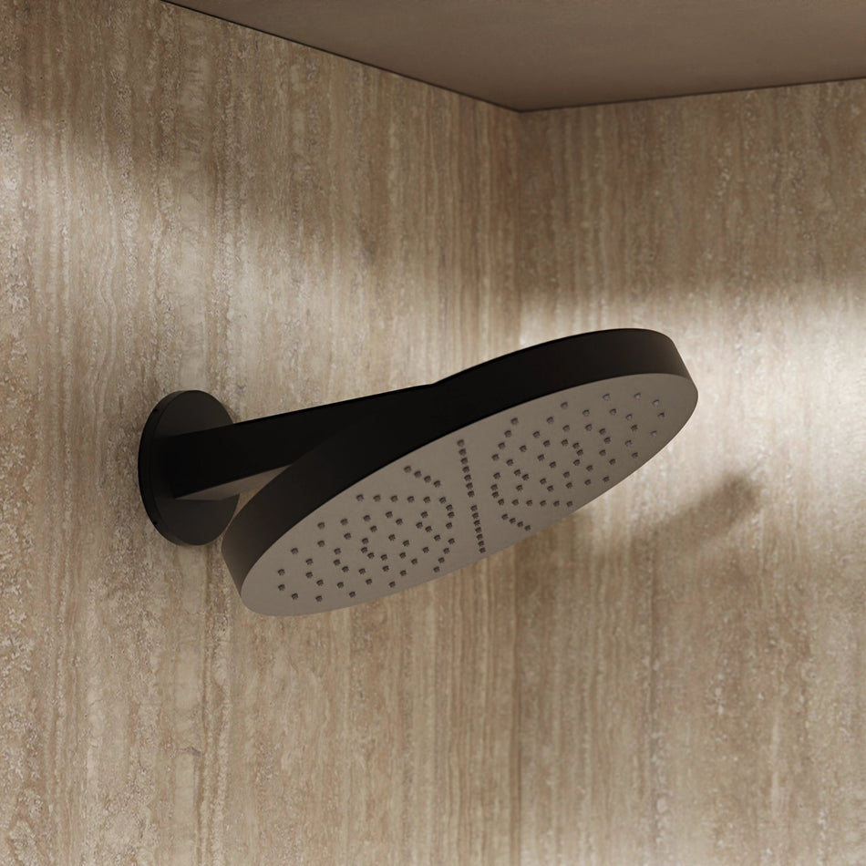 Crosswater Revive Wall Mounted Stainless Steel Fixed Shower Head - 300mm Wide - Matt Black