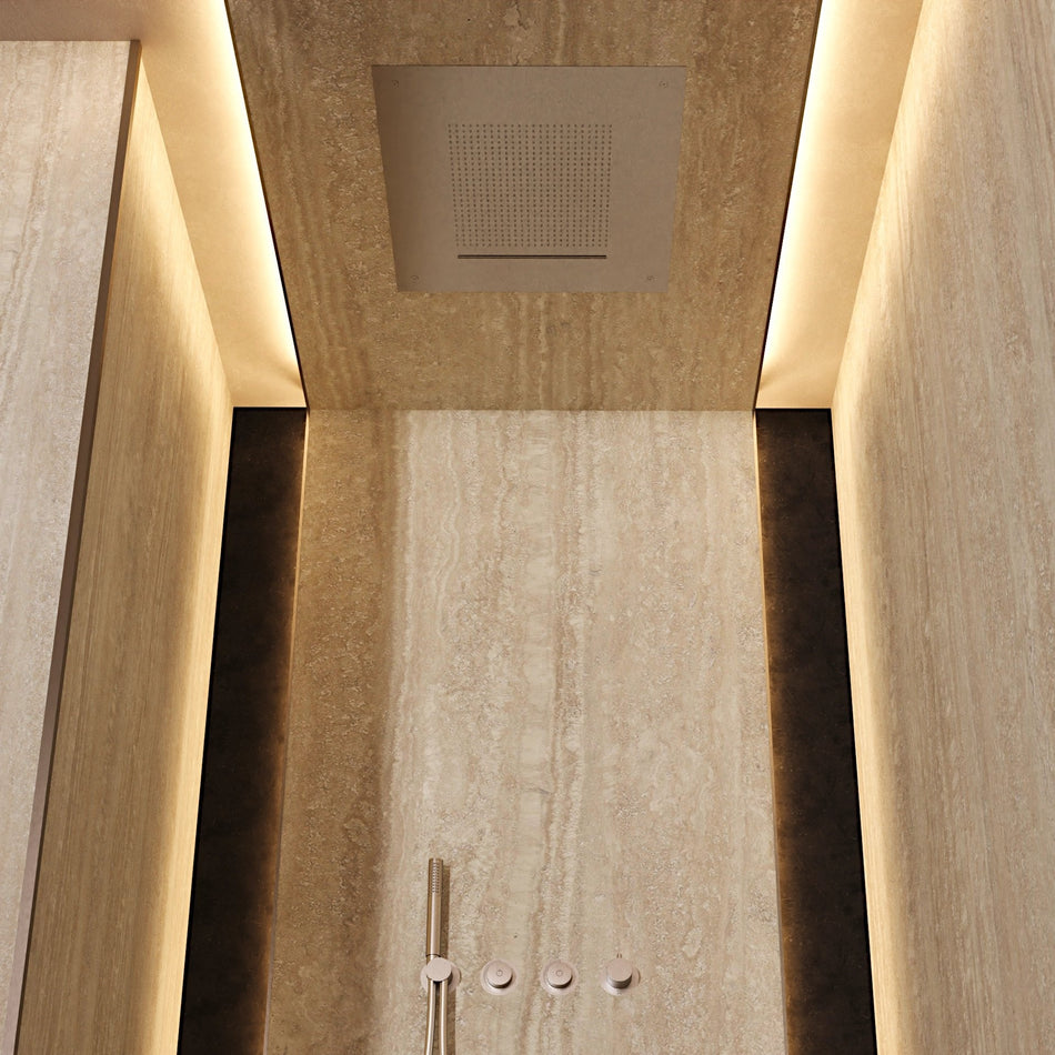 Crosswater Tranquil Waterfall Rain Fixed Shower Head - 500mm Wide - Brushed Nickel