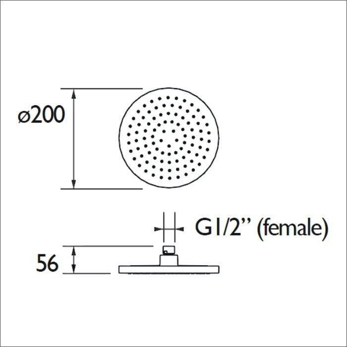 Bristan ABS Round Fixed Shower Head - 200mm Wide - Chrome