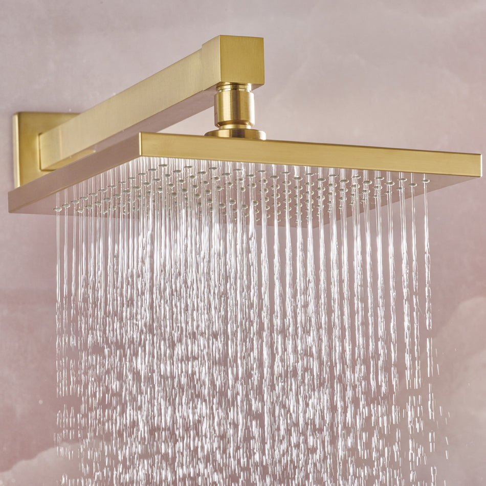 Bristan Square Fixed Shower Head - 200mm Wide - Brushed Brass