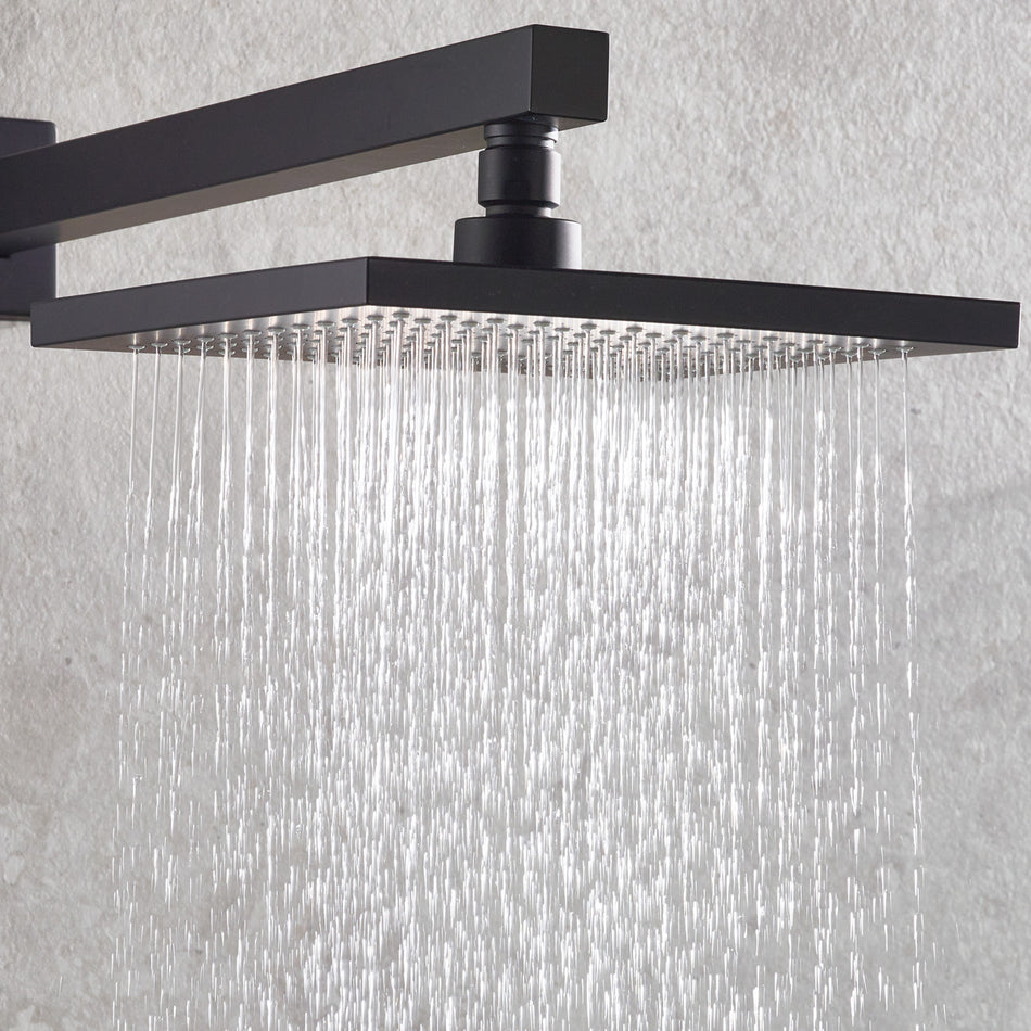 Bristan Square Fixed Shower Head - 200mm Wide - Matt Black