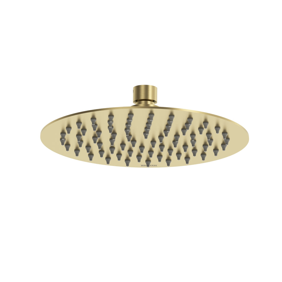 Bristan Round Slim Fixed Shower Head - 200mm Wide - Brushed Brass