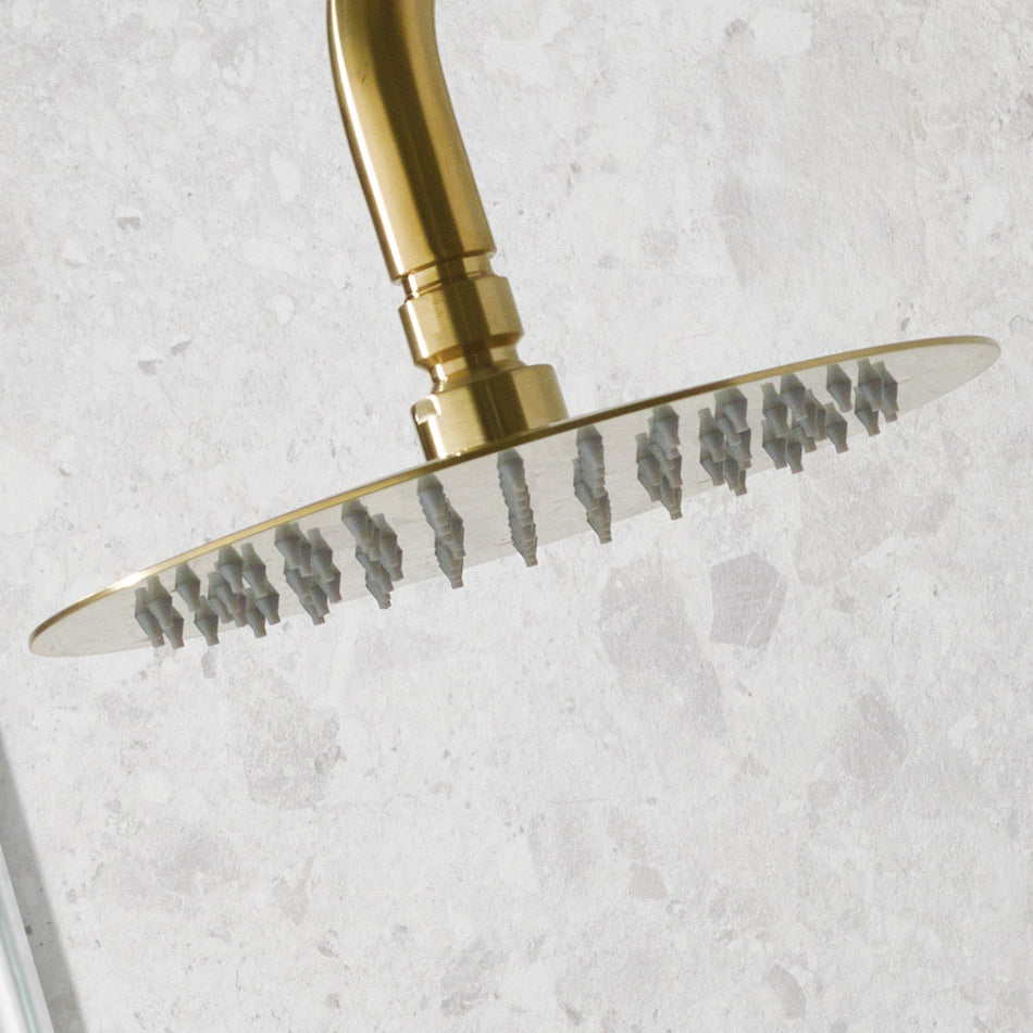 Bristan Round Slim Fixed Shower Head - 200mm Wide - Brushed Brass