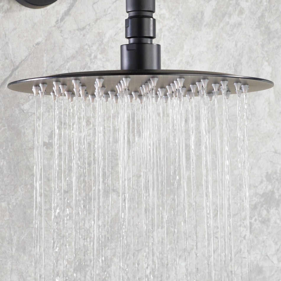 Bristan Round Slim Fixed Shower Head - 200mm Wide - Matt Black
