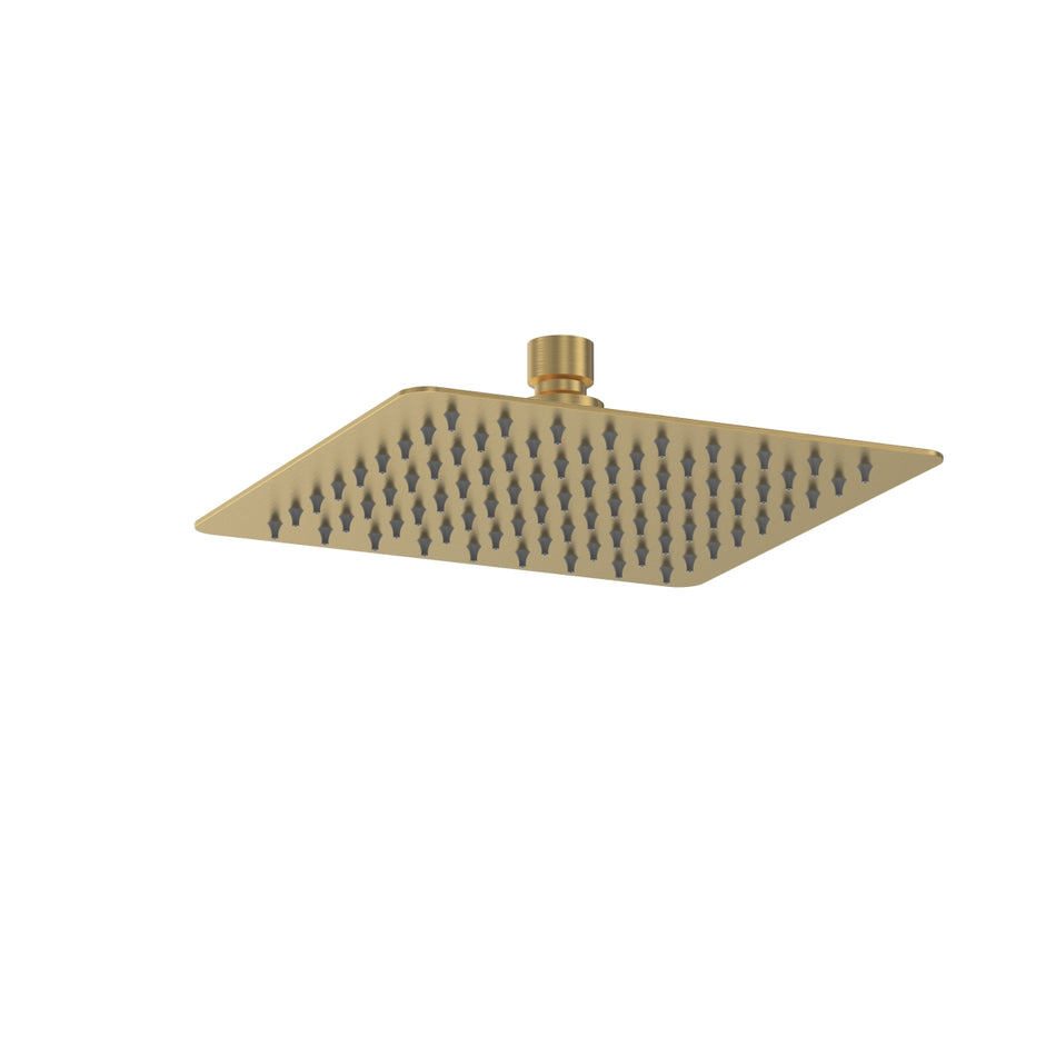 Bristan Square Slim Fixed Shower Head - 200mm Wide - Brushed Brass