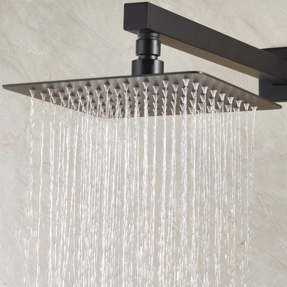 Bristan Square Slim Fixed Shower Head - 200mm Wide - Matt Black