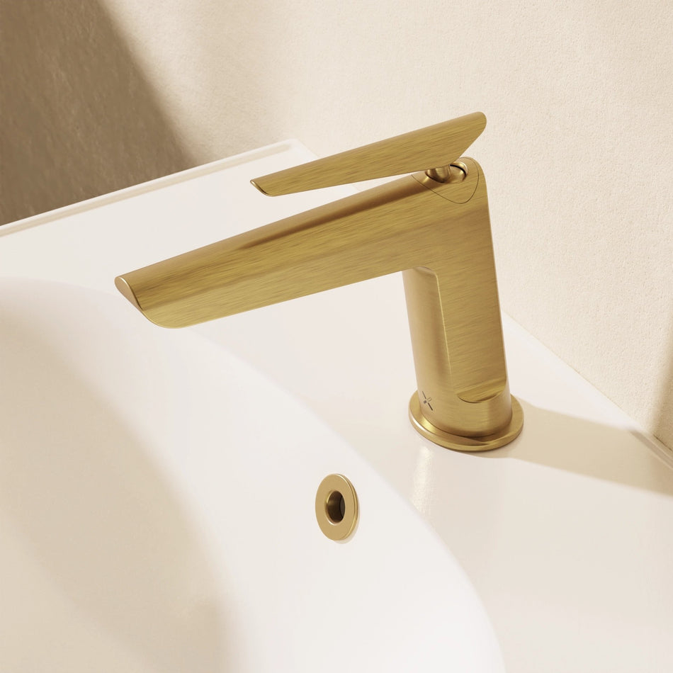 Crosswater Foile Deck Mounted Monobloc Basin Mixer Tap - Brushed Brass