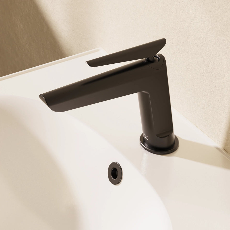 Crosswater Foile Deck Mounted Monobloc Basin Mixer Tap - Matt Black
