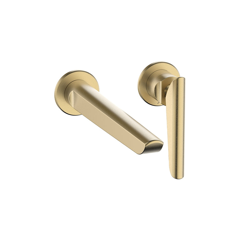 Crosswater Foile Wall Mounted 2 Hole Basin Mixer Tap - Brushed Brass