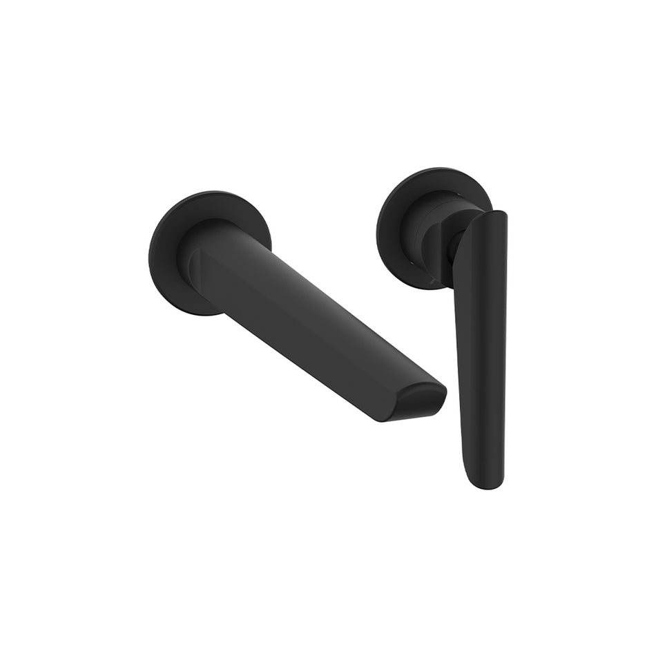 Crosswater Foile Wall Mounted 2 Hole Basin Mixer Tap - Matt Black