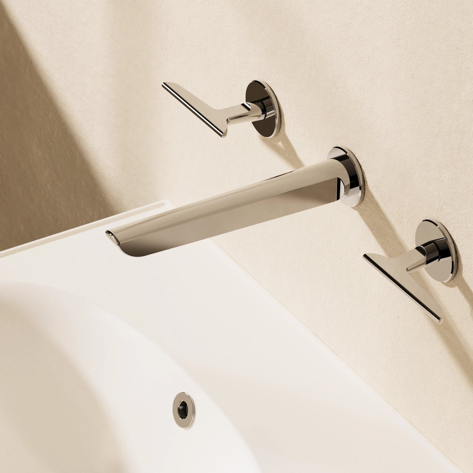 Crosswater Foile Wall Mounted 3 Hole Basin Mixer Tap - Chrome