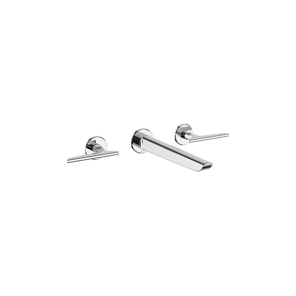 Crosswater Foile Wall Mounted 3 Hole Basin Mixer Tap - Chrome