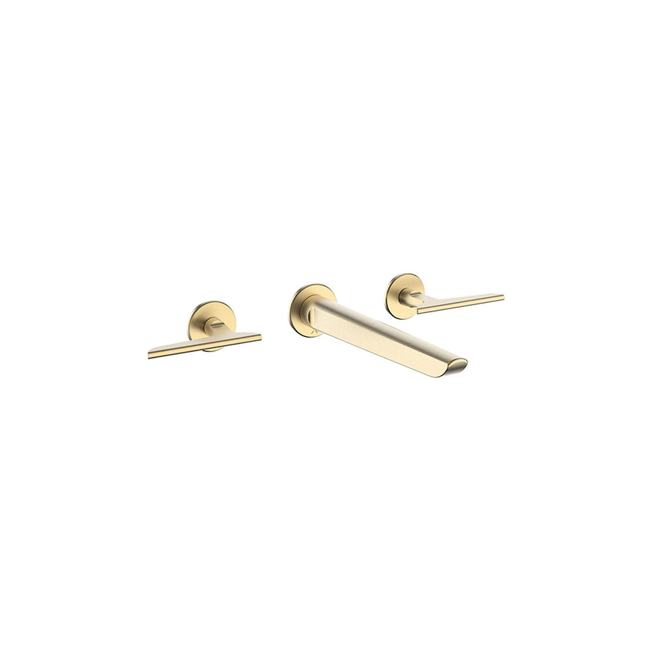 Crosswater Foile Wall Mounted 3 Hole Basin Mixer Tap - Brushed Brass